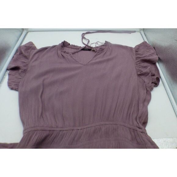 RDI Women’s Flutter Sleeve , Tie Front, Elastic Waist Gauze Crinkle Mini Dress, - Picture 10 of 10